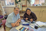 Stephen Parker doing some co production work with patient Neelam scaled e1747651171256